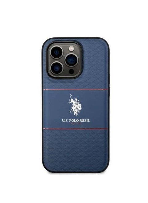 PU HS Pattern DH Stripe Hard Case for iPhone 14 Pro Max (6.7") - Navy