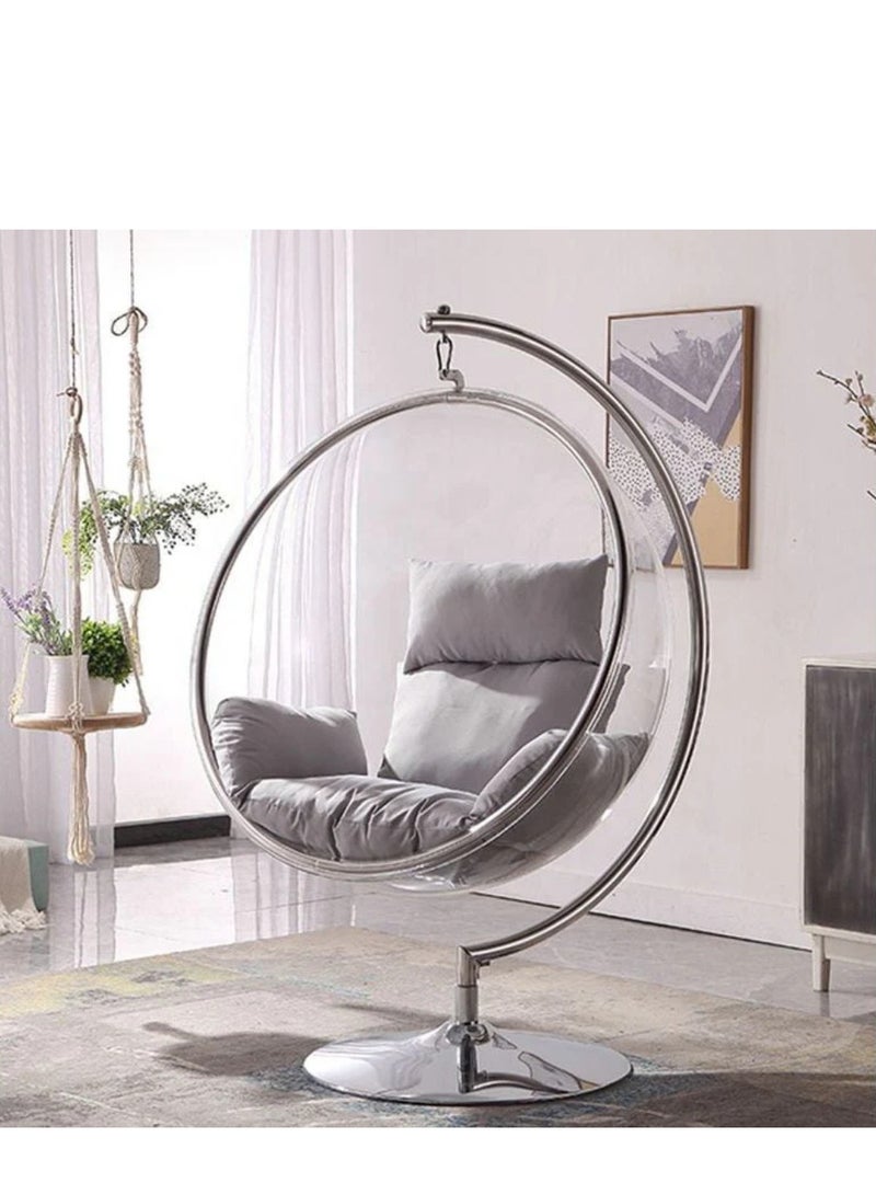 Wooden Twist Modern Transparent Acrylic Ball Bubble Swing Chair ( Silver ) - Image 1