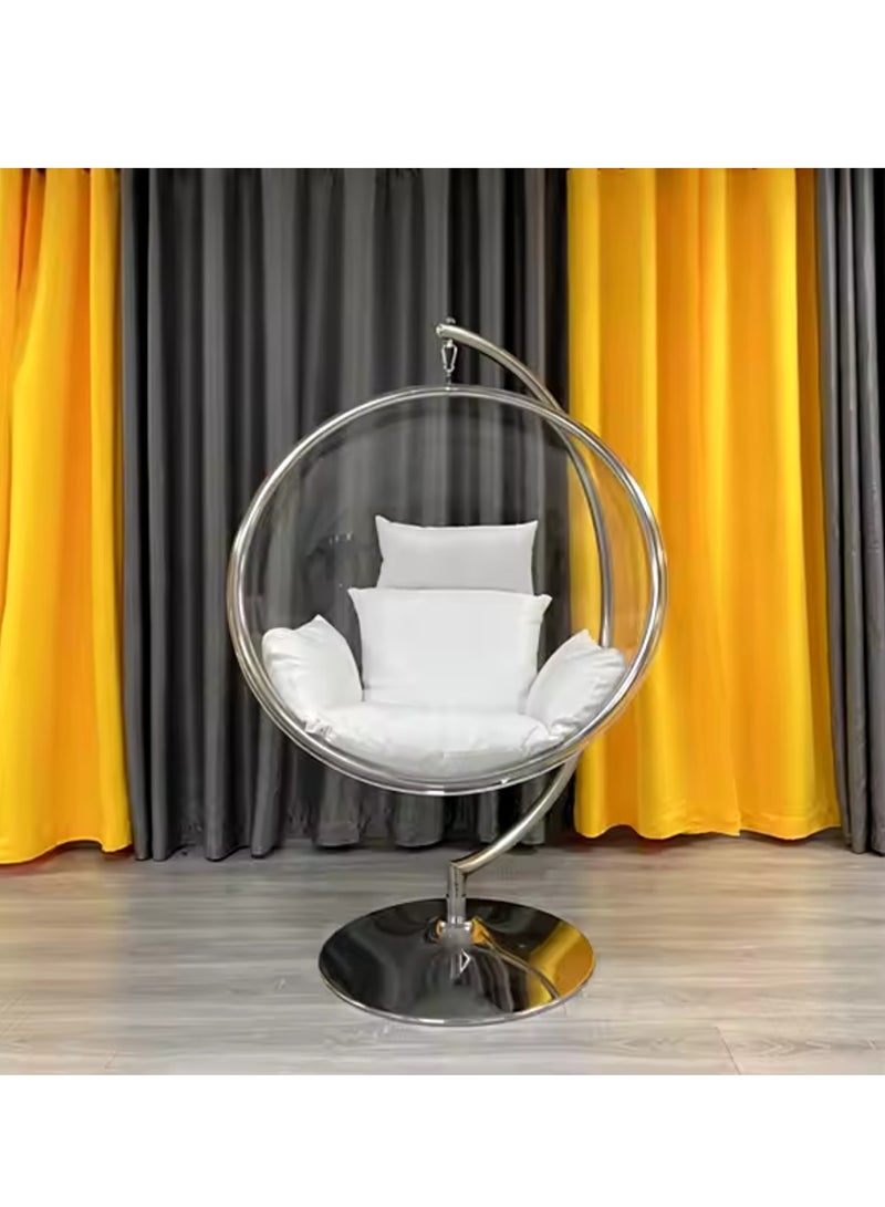 Wooden Twist Modern Transparent Acrylic Ball Bubble Swing Chair ( Silver ) - Image 3