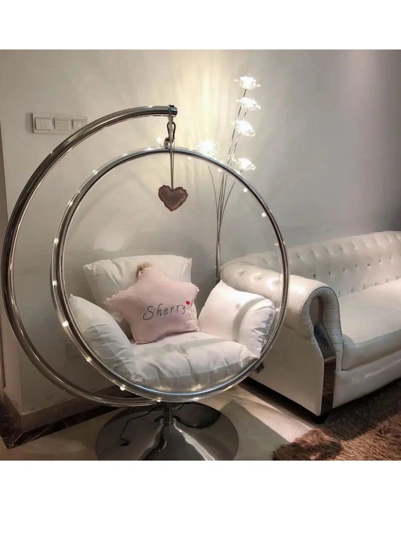 Wooden Twist Modern Transparent Acrylic Ball Bubble Swing Chair ( Silver ) - Image 4