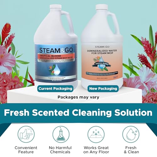 Steam and Go Steam & Go Demineralized Water for Steam Cleaner - PVC-Free Floor Cleaning Solution Compatible for All Steam Mops - Multi-Surface Cleaner for Home Surfaces - Tropical Bloom Scent, 128 Fl oz - Image 2