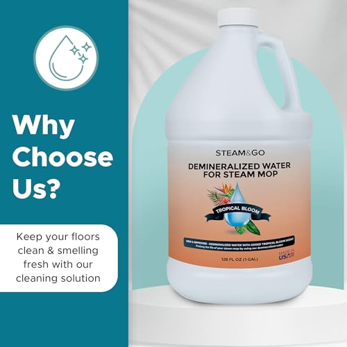 Steam and Go Steam & Go Demineralized Water for Steam Cleaner - PVC-Free Floor Cleaning Solution Compatible for All Steam Mops - Multi-Surface Cleaner for Home Surfaces - Tropical Bloom Scent, 128 Fl oz - Image 3