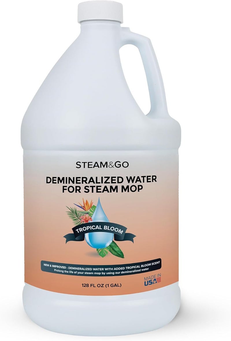 Steam and Go Steam & Go Demineralized Water for Steam Cleaner - PVC-Free Floor Cleaning Solution Compatible for All Steam Mops - Multi-Surface Cleaner for Home Surfaces - Tropical Bloom Scent, 128 Fl oz - Image 1