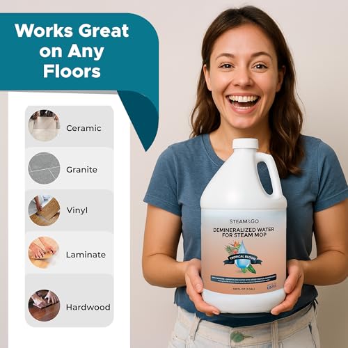 Steam and Go Steam & Go Demineralized Water for Steam Cleaner - PVC-Free Floor Cleaning Solution Compatible for All Steam Mops - Multi-Surface Cleaner for Home Surfaces - Tropical Bloom Scent, 128 Fl oz - Image 5