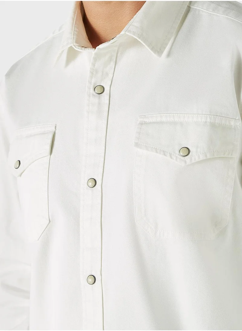 Ecko Unltd. Ecko Solid Shirt with Long Sleeves and Pockets
