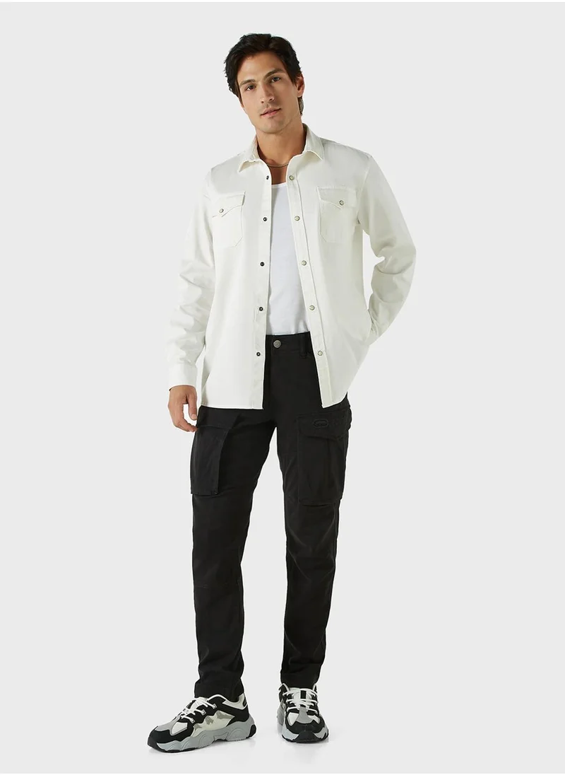 Ecko Unltd. Ecko Solid Shirt with Long Sleeves and Pockets