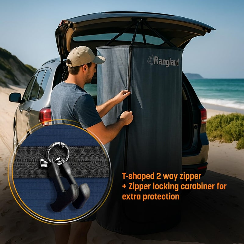 Rangland Instant Changing Tent for SUV Trunk, Easy Pop-Up Privacy Shelter with Liftgate Suction Pod - Portable Dressing Room for Beach, Outdoor Camping Shower, Toilet (Carry-Bag Included), Blue - Image 2