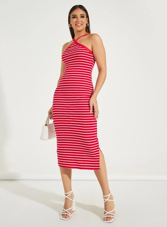 Styli Striped Halter Dress
