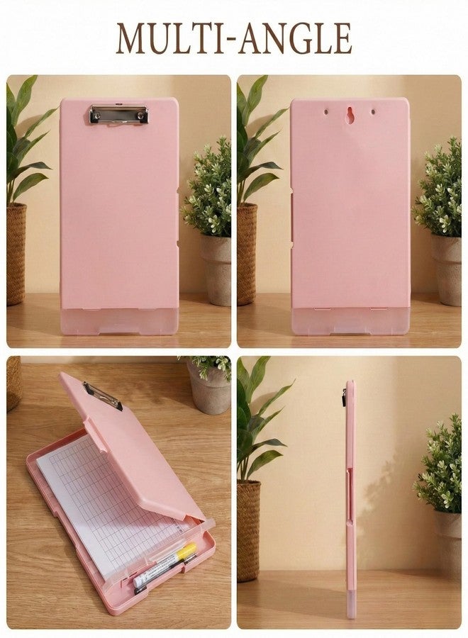 DaKos Side Opening A4 Storage Writing Pad with Metal Clip Heavy Duty Waterproof PP Clipboard Folder with Dual Compartment & Pen Holder for Office, School & Field Work (Pink) - Image 2