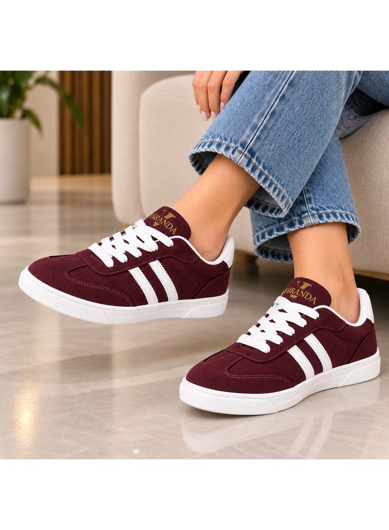 Vbranda Stylish women's sneakers crafted from soft suede SN-38-MAROON - Image 1