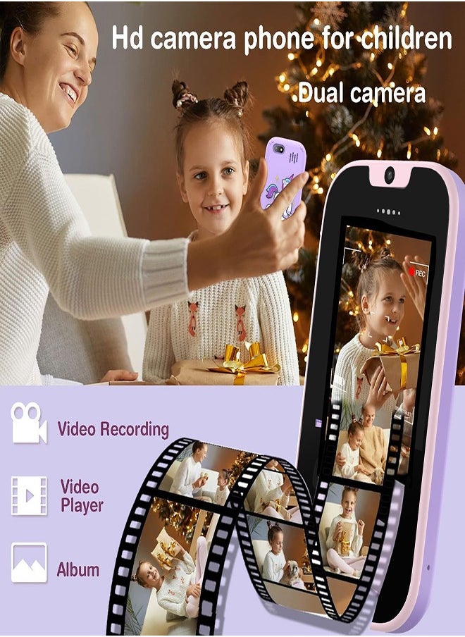 DMG TECH - Kids' Phone Toy Touch Screen Kids' Smartphone MP3 Puzzle Learning Toy with 8G SD Card (Purple) - Image 1