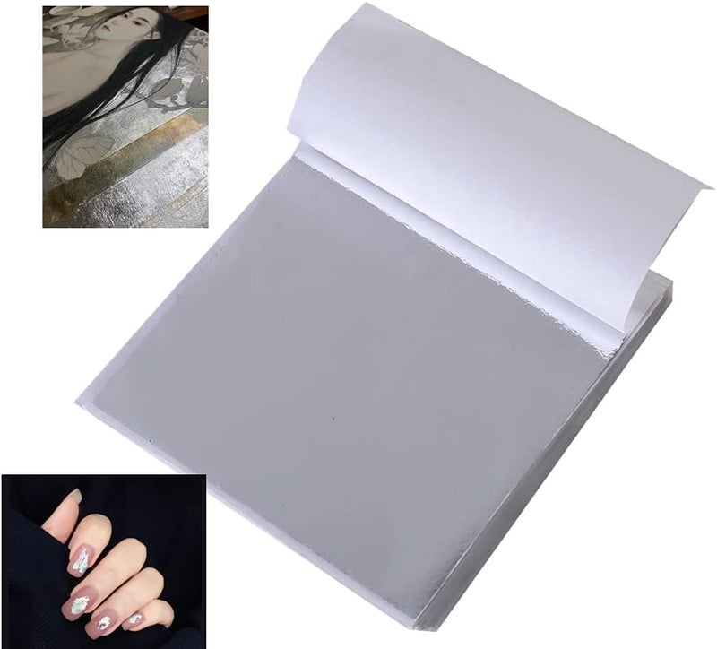 Deconicer 100 Pieces Silver Leaf Sheets.Metallic Foil Sheets, Aluminum Leaf Foils are Suitable for Art,Painting,Crafts,Gilding,Furniture,Decoration,Frames.3.15×3.35 inches. - Image 1
