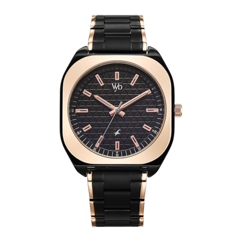 Fastrack Vyb 6.0 Aviator Quartz Black Shaped Dial Men's Watch | Stainless Steel Strap Material Analog | Guys Analog Watches - FV30034KM02W - Image 1