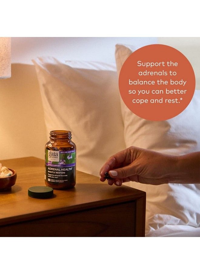 Gaia Herbs - Adrenal Health Nightly Restore Herbal Supplement With Ashwagandha Magnolia Bark Cordyceps Lemon Balm And More 60 Vegan Liquid Phytocapsules 30 Servings - Image 1