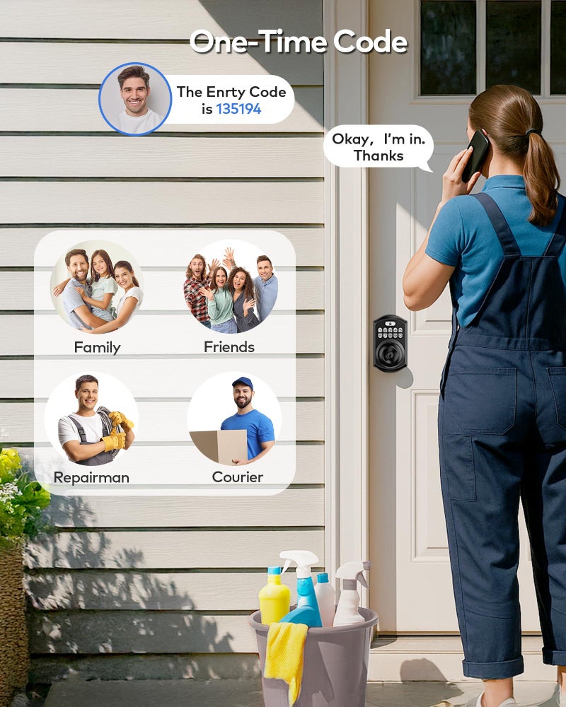 TEEHO TE003 Keyless Entry Keypad Door Lock with Handle, Electronic Digital Smart Locks for Front Door, Smart Door Knob with Code for Bedroom with Interior Locks, Auto Lock, Passage Mode, Matte Black - Image 5