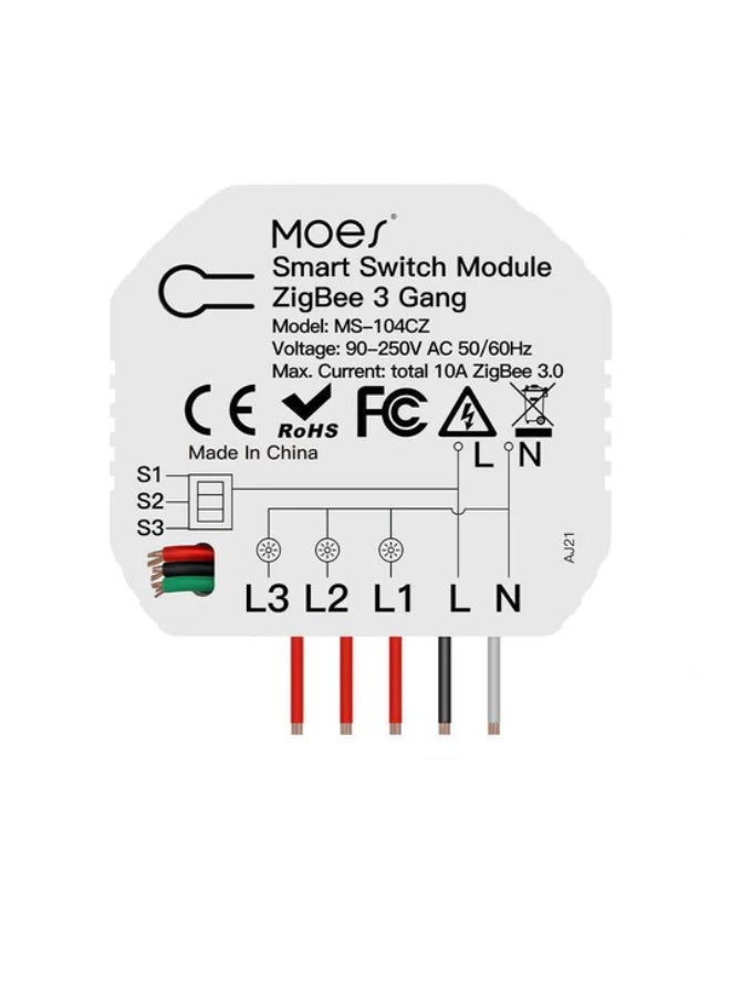 مويس وحدة مفتاح MOES Zigbee للتركيب على سكة DIN – 3 قنوات (أبيض) | ريليه ذكي بتحكم مستقل لثلاث قنوات، مؤقت وأتمتة، ومتوافق مع تطبيق Smart Life/Tuya - Image 4