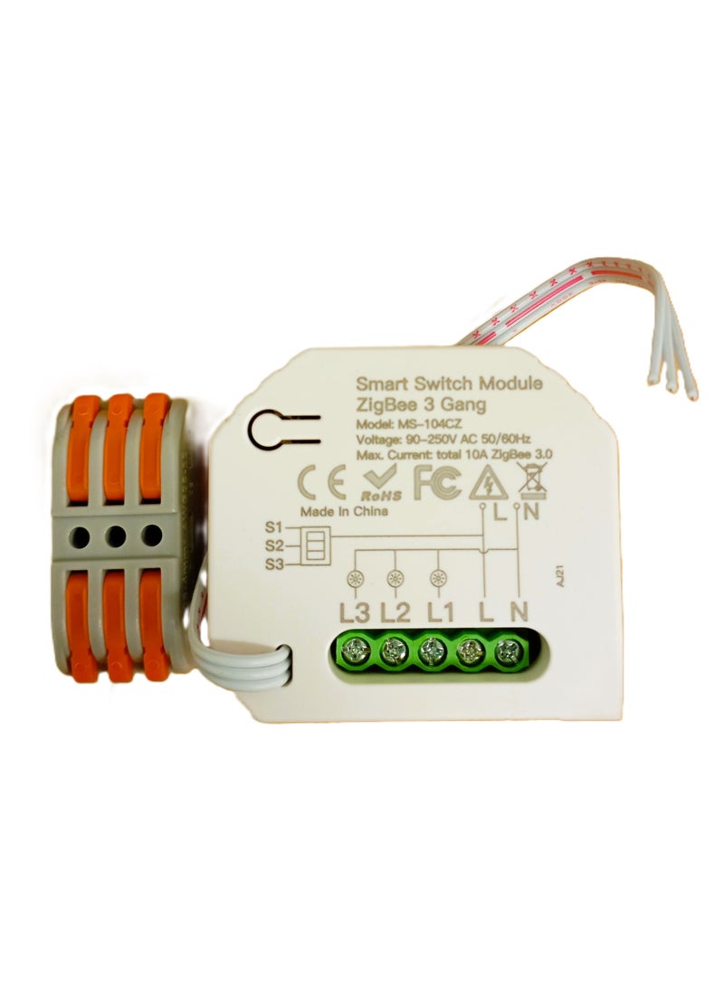 مويس وحدة مفتاح MOES Zigbee للتركيب على سكة DIN – 3 قنوات (أبيض) | ريليه ذكي بتحكم مستقل لثلاث قنوات، مؤقت وأتمتة، ومتوافق مع تطبيق Smart Life/Tuya - Image 5