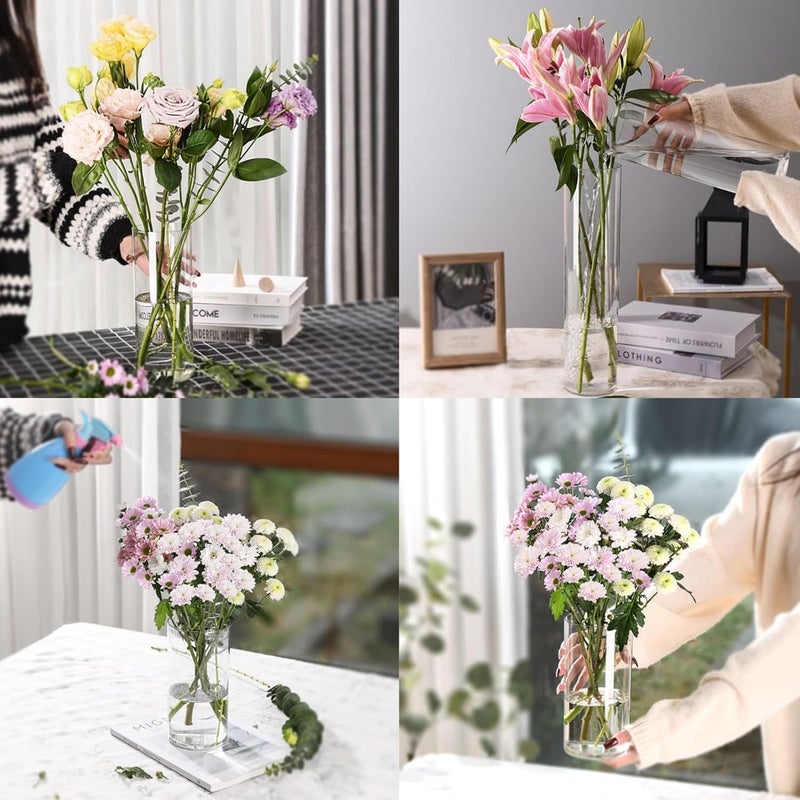 Guluto Clear Flower Vase, Non-breakable Vases, 4" W x 10" H, Acrylic Vase, Aesthetic Room Decor Cylindrical Modern Flower Vases for Table Centerpiece, Home Decor, Women Floral Arrangement Gift - Image 3