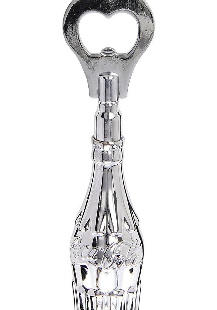 TableCraft Coca-Cola Chrome Plated Bottle Opener with Contour Mini Bottle Handle - Image 1