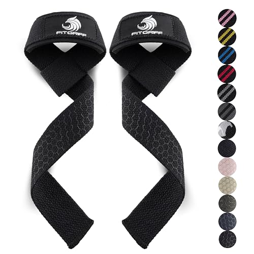 Fitgriff® Lifting Wrist Straps for Weightlifting, Gym, Deadlift, Workout (Made of Premium Cotton & Padded) - Men & Women (XS, Black (Silicone-Grip)) - Image 1