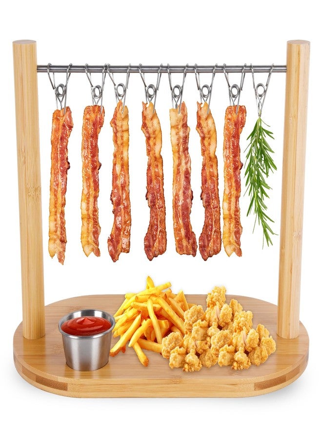 SoeKoa Bacon Display Rack, Bacon Holder with Bacon Serving Dissents, Suspended Exquisite Bacon Holder, Bacon Tray for Bacon Gifts, Birthday Parties, Party Activities, Countertop Display Of Bacon Rack - Image 1