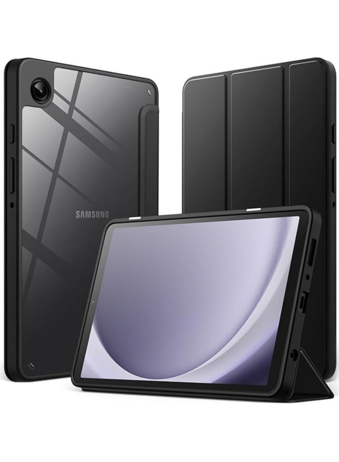 Protective Tablet PC Case Slim Case compatible with Samsung Galaxy Tab A9 SM-X110 8.7inch Case with Clear Transparent Back and TPU Shockproof Frame Cover,Auto Sleep/Pencil Holder (Black)  - Image 1