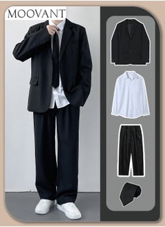 Men's 4-Piece Suit Set, Notch Lapel Blazer, Trousers, Shirt, and Tie, for Business Casual and Formal Wear - pzsku/ZD0BA846B8635AEB59FD9Z/45/_/1729923259/ad5f2c63-b52a-43b9-9839-458c3cda2870