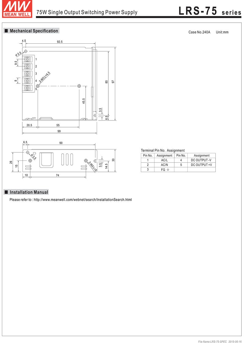 MEAN WELL LRS-75-15 LRS-75 Series 75 W Single Output 15 V Enclosed Switching Power Supply - 1 item(s) - Image 5