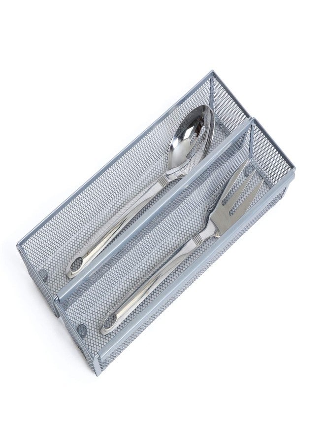 Smart Design Drawer Organizer - (12 x 3 Inch) - Steel Metal Mesh Tray - w/ Interlocking Arm Connection - Utensils, Silverware, Organization - Kitchen [Silver] - Image 2