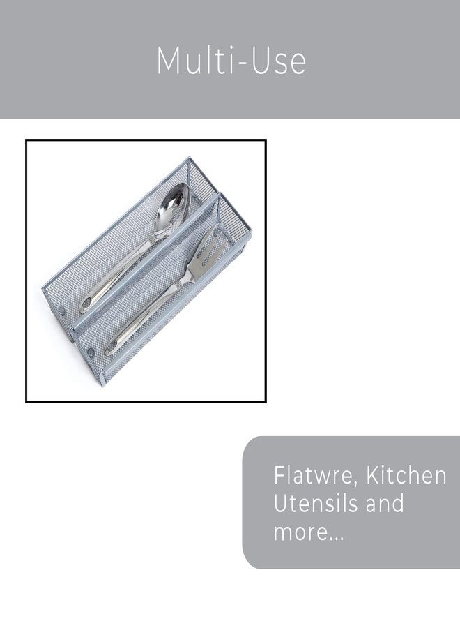 Smart Design Drawer Organizer - (12 x 3 Inch) - Steel Metal Mesh Tray - w/ Interlocking Arm Connection - Utensils, Silverware, Organization - Kitchen [Silver] - Image 5
