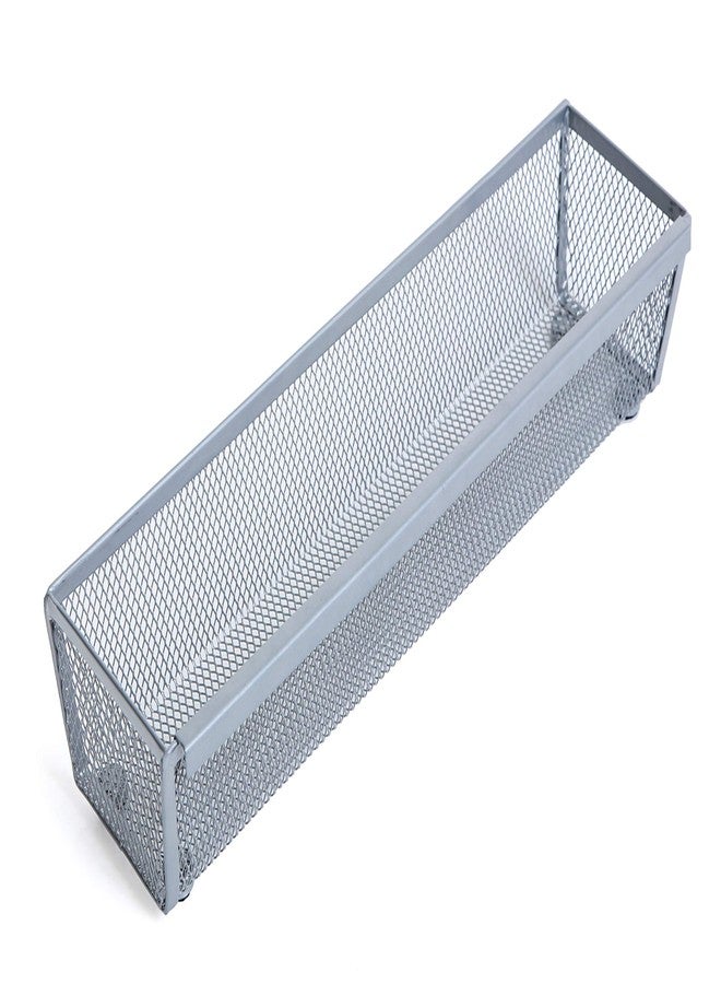 Smart Design Drawer Organizer - (12 x 3 Inch) - Steel Metal Mesh Tray - w/ Interlocking Arm Connection - Utensils, Silverware, Organization - Kitchen [Silver] - Image 1