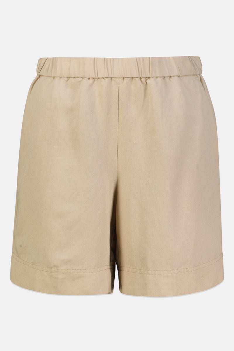 GANT Women Relaxed Fit Solid Basic Shorts, Beige - Image 2