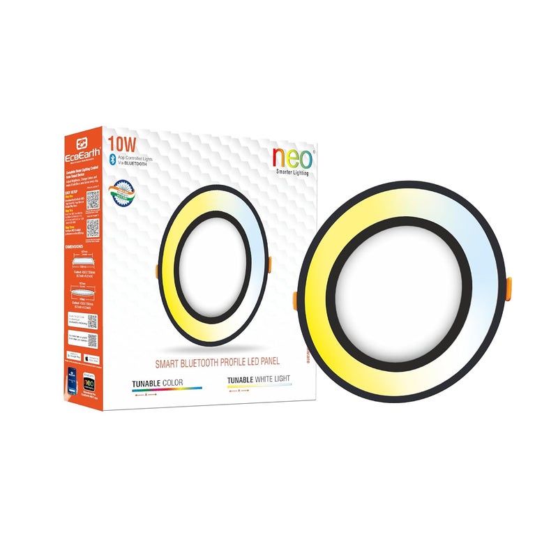 EcoEarth Neo Bluetooth Smart Profile Led Panel 10 Watt Black Housing Round - Image 1