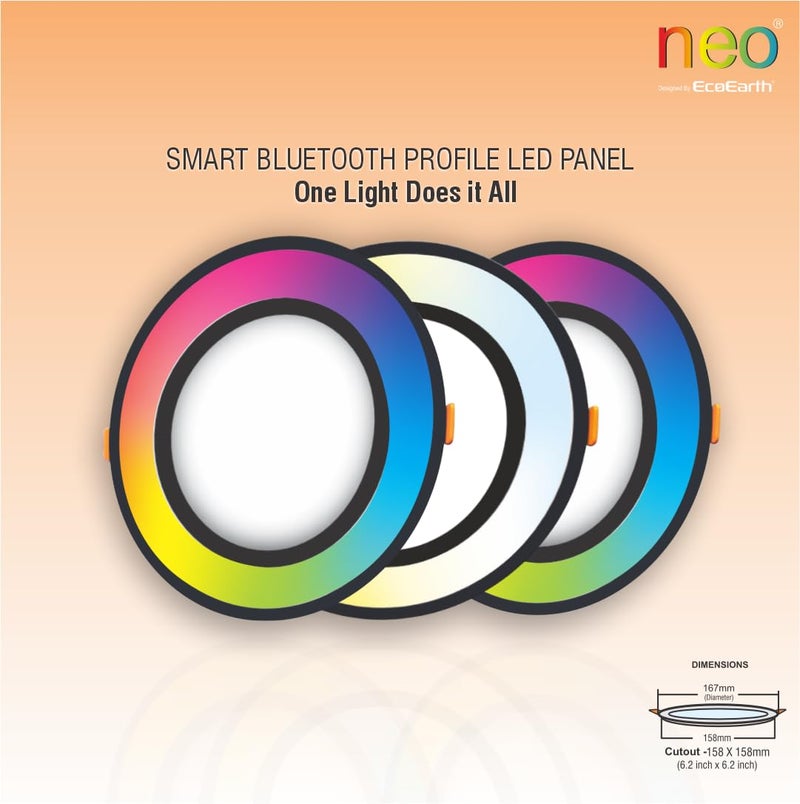 EcoEarth Neo Bluetooth Smart Profile Led Panel 10 Watt Black Housing Round - Image 2