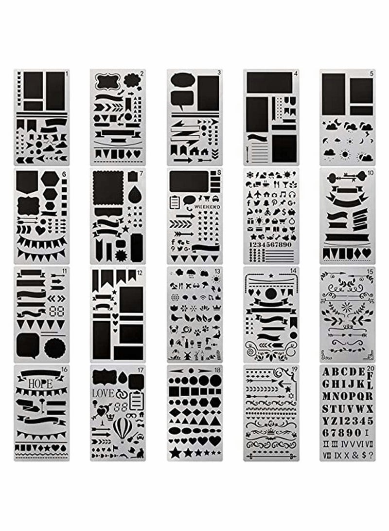 Excefore Journal Stencil Plastic Planner Set for Journal Notebook Diary Scrapbook DIY Drawing  - Image 1