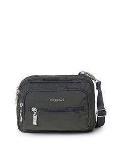 Baggallini Baggallini unisex adult Triple Zip Bagg Convertible Cross Body, Charcoal, One Size US  - Image 1
