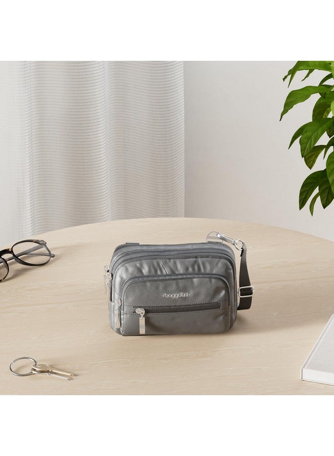 Baggallini unisex adult Triple Zip Bagg Convertible Cross Body, Charcoal, One Size US - Image 2