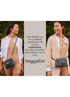 Baggallini Baggallini unisex adult Triple Zip Bagg Convertible Cross Body, Charcoal, One Size US  - Image 3