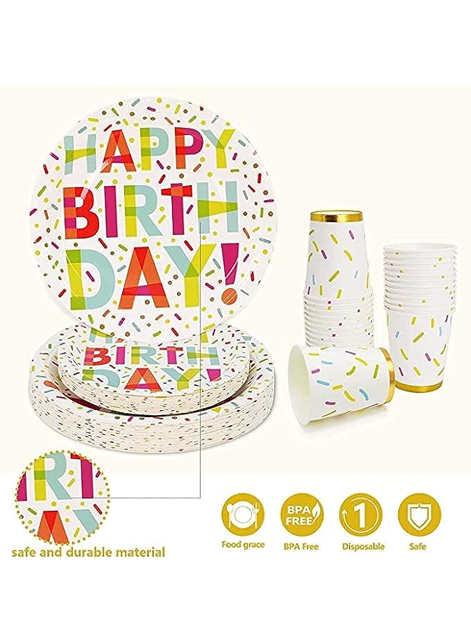 Raxoom Party Disposable Dinner Plates, Cups, Napkins, Straws, Knives, Forks, Spoons Set  96 Pieces - Image 2