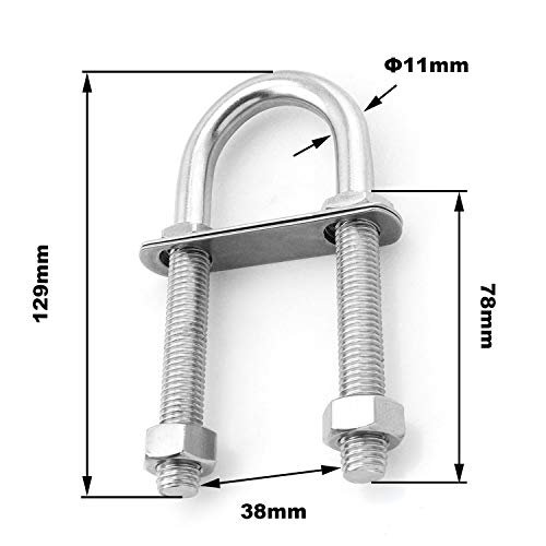 heyous Stainless Steel Marine Boat Stern Bow Eye Tie Down U Bolt 1/2" Dia 3" Thread Length Boat Accessories Marine U Bolt - Image 3