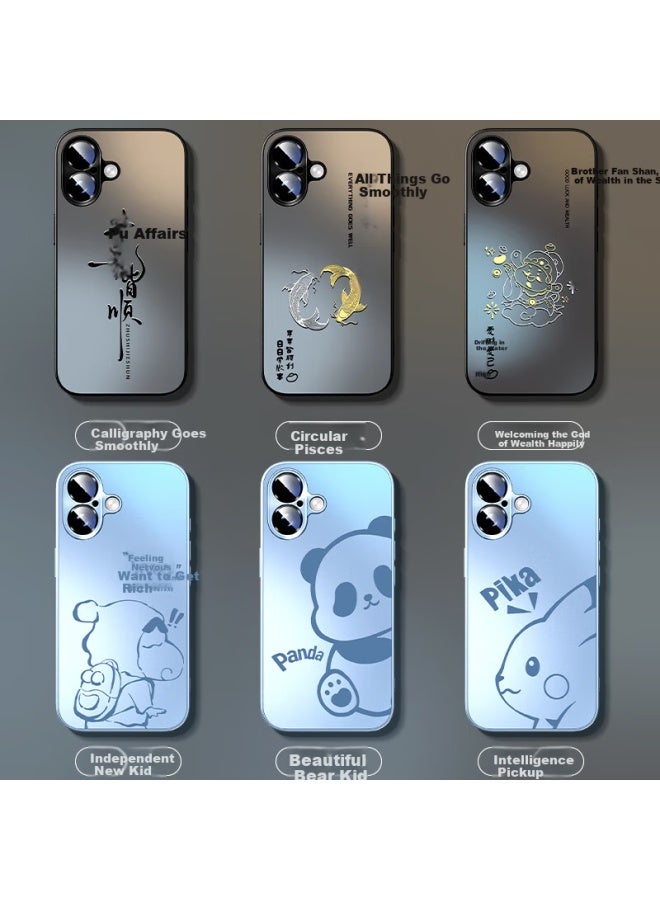 Xp Apple 16 Phone Case Full Cover Lens Iphone 16 Protective Case Ultra-Thin Heat Dissipation Frosted Cartoon Men And Women Models Anti-Fall Business High-End Sense - Graphite Gray Circular Pisces - Image 4