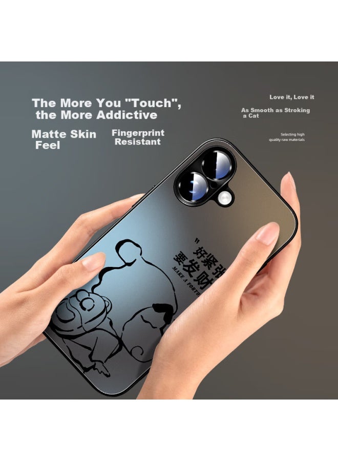 Xp Apple 16 Phone Case Full Cover Lens Iphone 16 Protective Case Ultra-Thin Heat Dissipation Frosted Cartoon Men And Women Models Anti-Fall Business High-End Sense - Graphite Gray Circular Pisces - Image 3