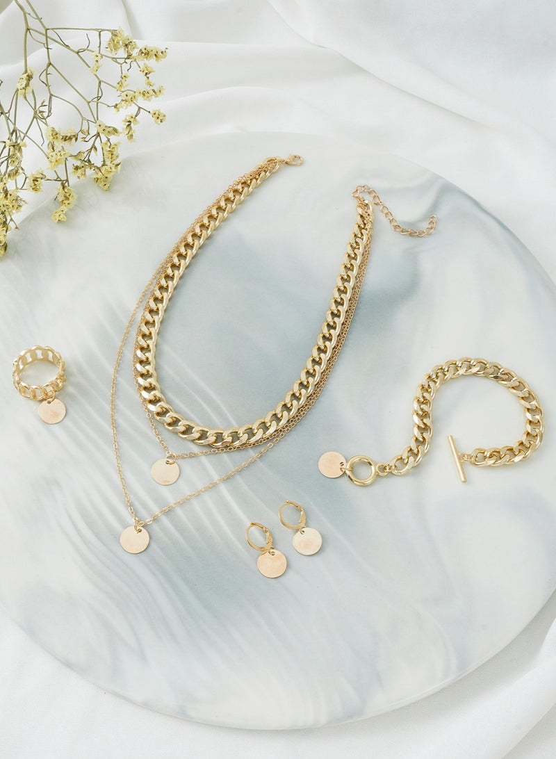 Multi-Layer Necklace, Ring, and Earring Jewelry Set, A Perfect Combination of Style and Elegance - Image 3