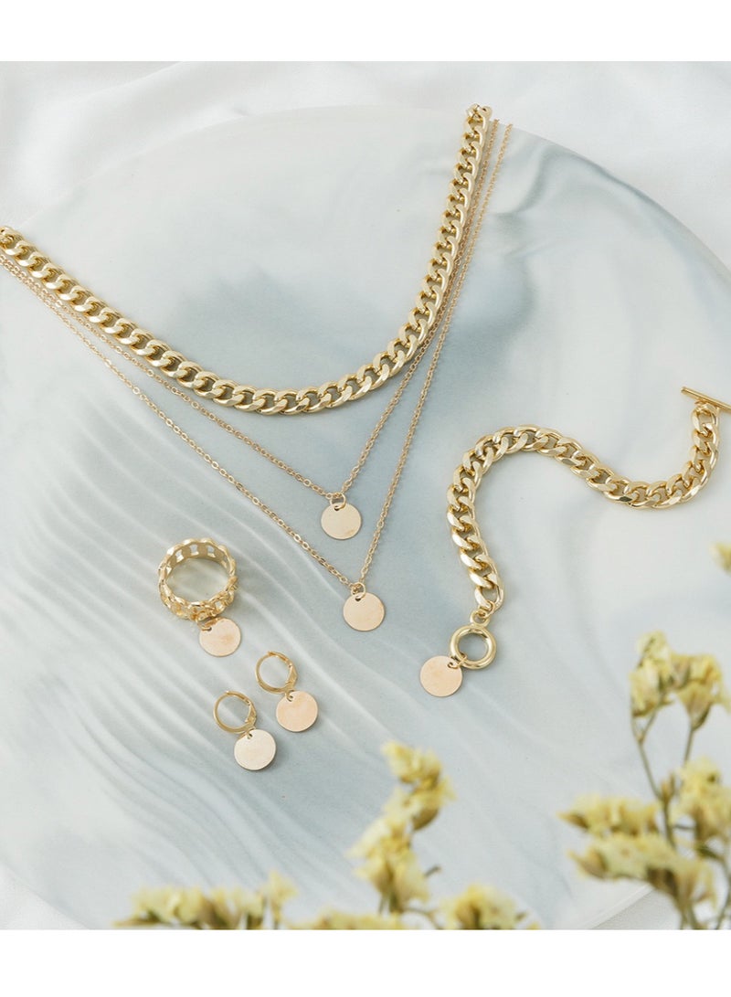 Multi-Layer Necklace, Ring, and Earring Jewelry Set, A Perfect Combination of Style and Elegance - Image 4