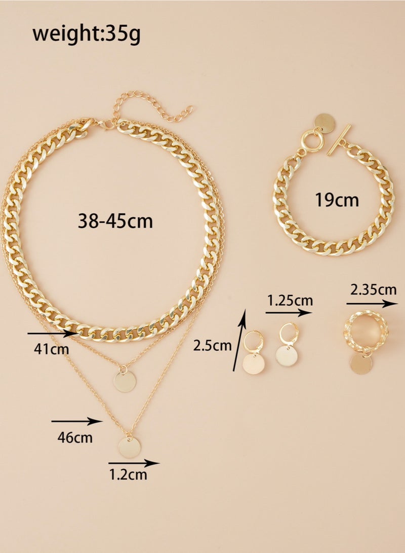 Multi-Layer Necklace, Ring, and Earring Jewelry Set, A Perfect Combination of Style and Elegance - Image 5