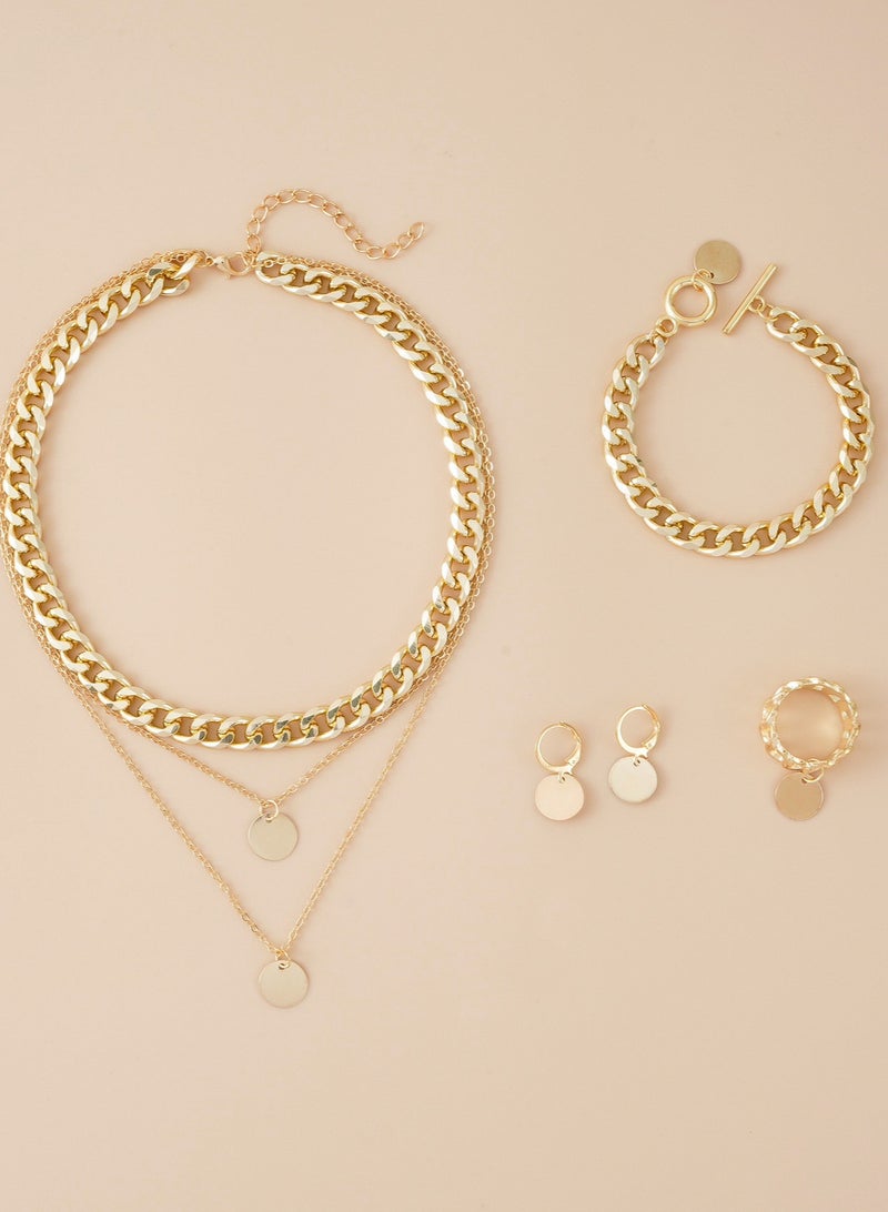 Multi-Layer Necklace, Ring, and Earring Jewelry Set, A Perfect Combination of Style and Elegance - Image 1