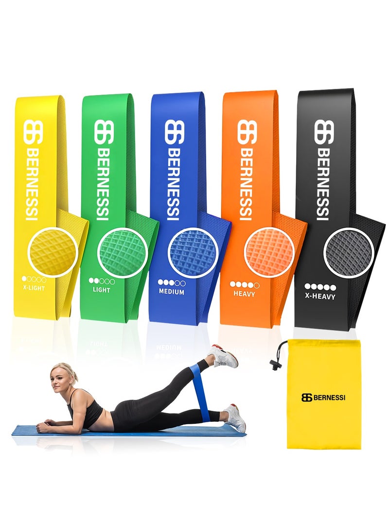 Bernessi 5pcs 10-40lbs Rubber Resistance Band Set for Men & Women, Stretch Elastic Loop Exercise Bands Set Heavy Duty Anti-Slip for Legs Botty Working Out Gym Workout Yoga Fitness Training Pilates  - Image 1