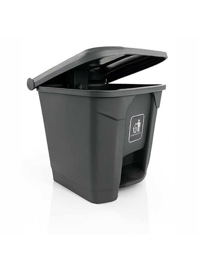 AKC Black Step Trash Bin 30L – Matte Finish Plastic, Durable & Stylish With Hands-Free Step Pedal – Ideal For Bathrooms, Kitchens, And Communal Spaces - Image 1