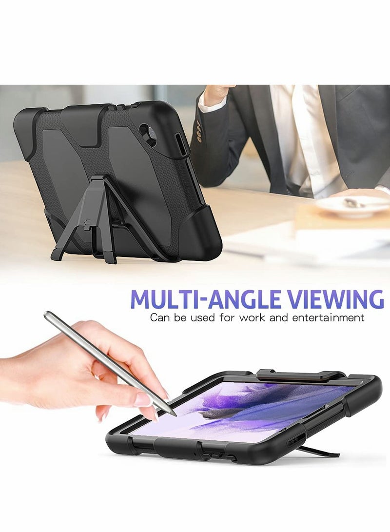 Excefore Phone Case for Galaxy Tab A7 Lite 8.7,Rugged Full Body Hybrid Drop Protection Cover with Stand Built-in Screen Protector for 2021 Model SM-T220T225 (1-Black), 8.7" - Image 4