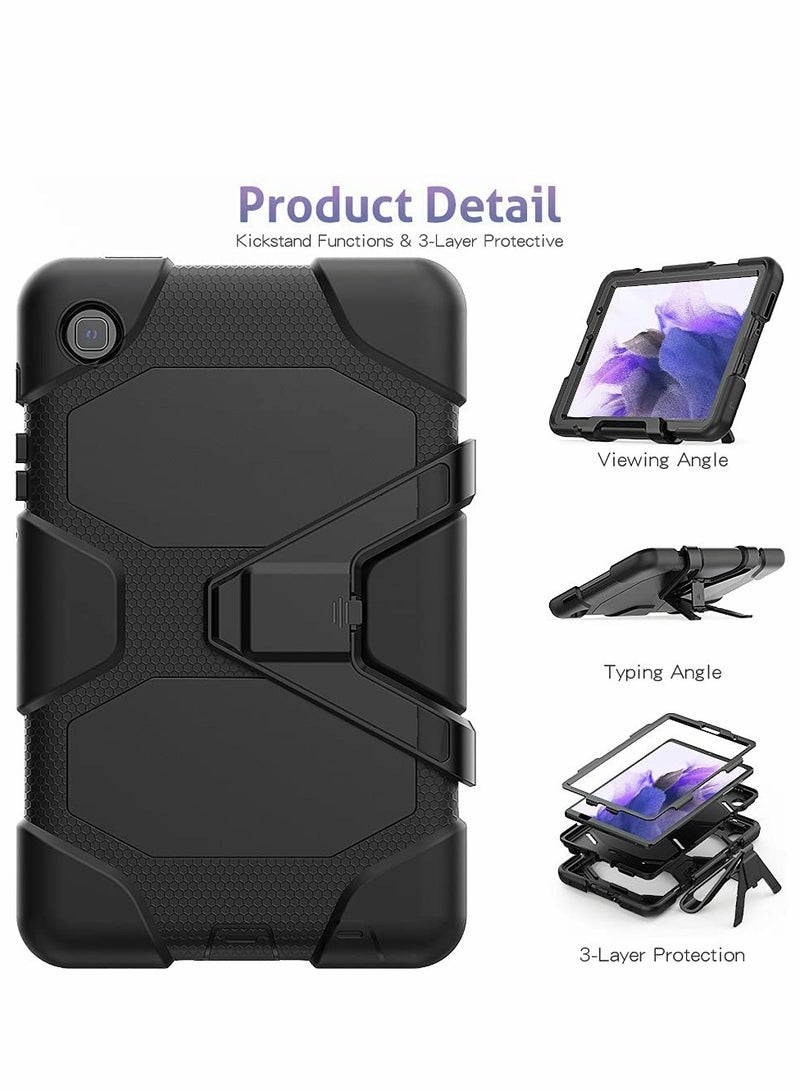 Excefore Phone Case for Galaxy Tab A7 Lite 8.7,Rugged Full Body Hybrid Drop Protection Cover with Stand Built-in Screen Protector for 2021 Model SM-T220T225 (1-Black), 8.7" - Image 3
